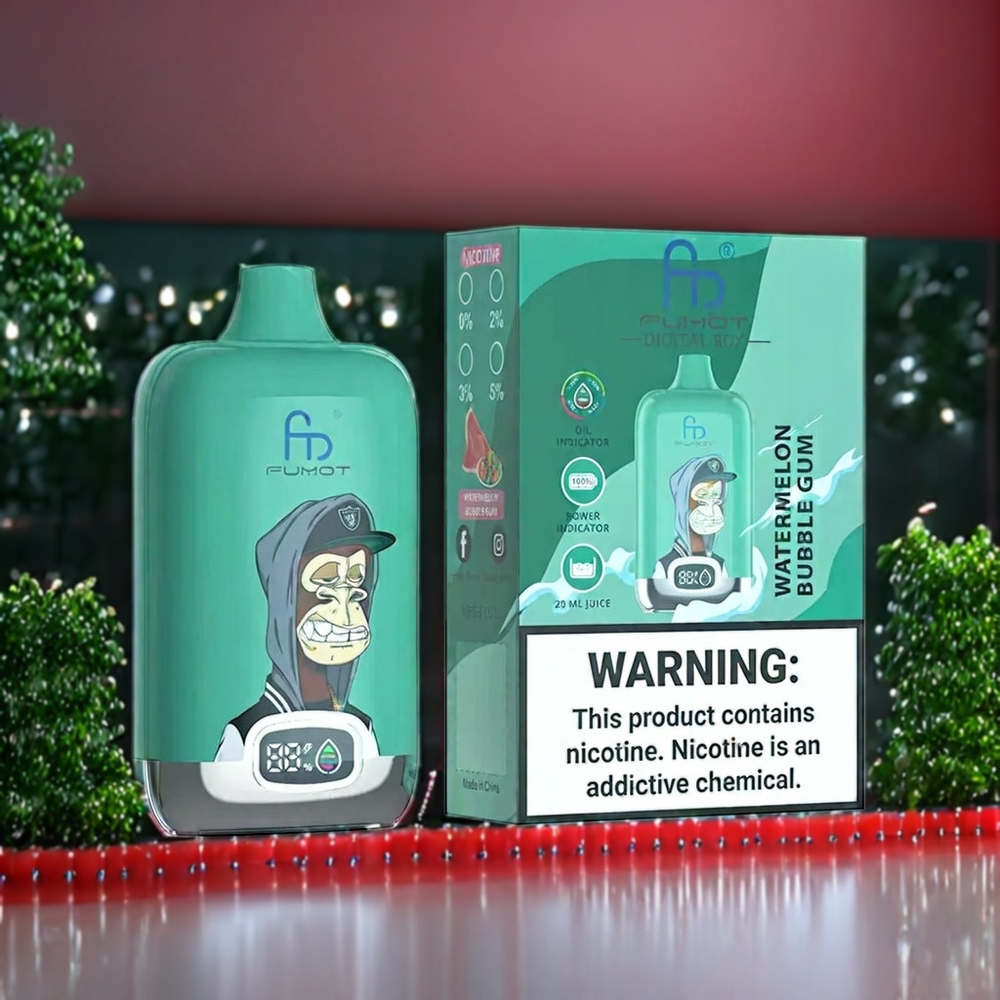 Fumot Tornado Digital Box 12000 Puffs Belgique Grossiste Pastèque Gomme à Bulles 20ml 12000 Puffs