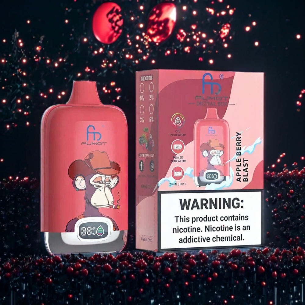 Fumot Tornado Digital Box Belgique Grossiste 12000 Puffs 67g 20ml Pomme Baie Éclat