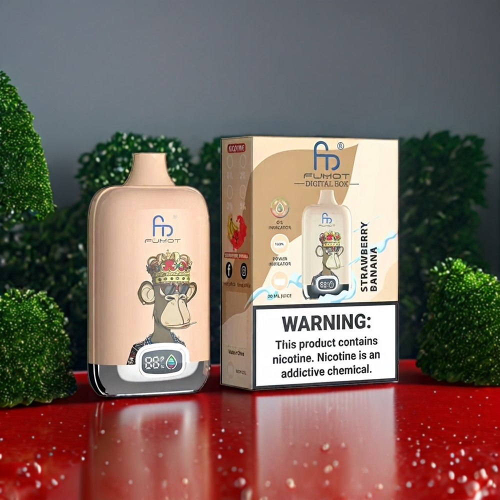 Fumot Tornado Digital Box Belgique Grossiste 12000 Puffs Fraise Banane 20ml 550mAh