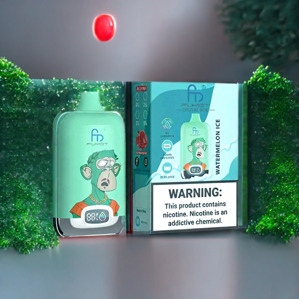 Fumot Tornado Digital Box Belgique Grossiste 12000 Puffs Pastèque Glacée avec Type-C et 20ml E-Liquid