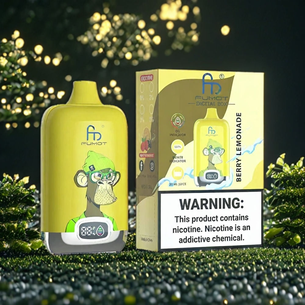 Fumot Tornado Digital Box Belgique Grossiste 12000 Puffs Vape Boisson Citronnée aux Baies 20ml 67g