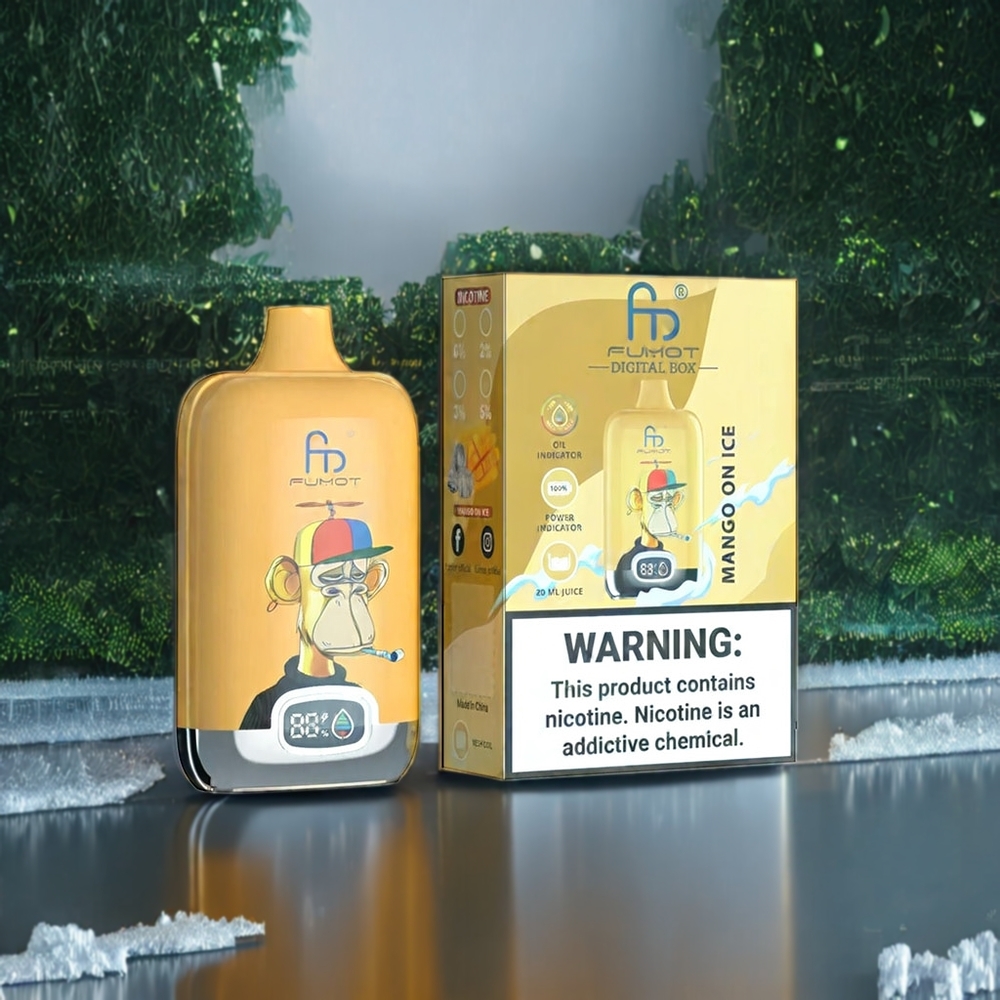 Fumot Tornado Digital Box Belgique Grossiste 12000 Puffs Vape Mangue Glacée avec Mesh Coil et Type-C