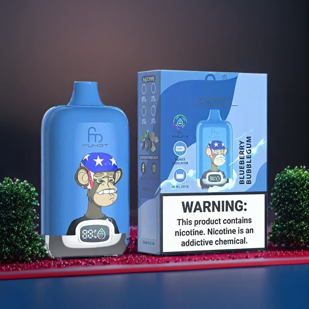 Fumot Tornado Digital Box Belgique Grossiste 12000 Puffs Vape Myrtille Bubblegum 67g 20ml E-Liquid