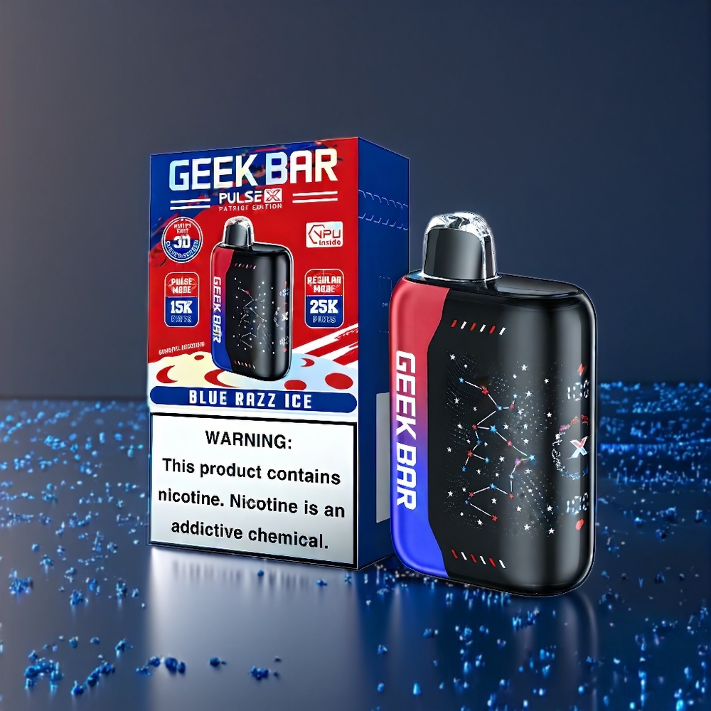 Geek Bar Pulse X 25000 Puffs Édition Patriot Belgique Grossiste 18mL et USB Type-C