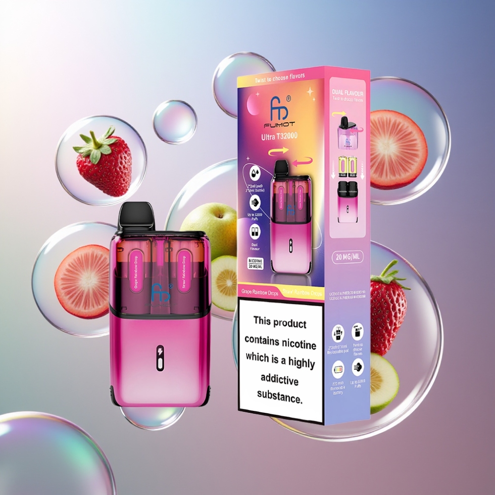 Gout de Raisin Arc-en-Ciel  Fraise Arc-en-Ciel Fumot Ultra 32000 Puffs Belgique Grossiste 800mAh