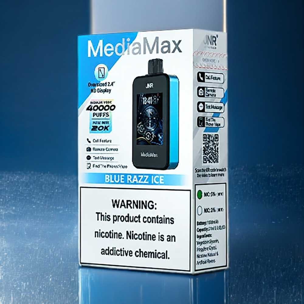 JNR MediaMax 40000 Puffs Belgique Grossiste 21mL 5 Bleu Framboise Glace