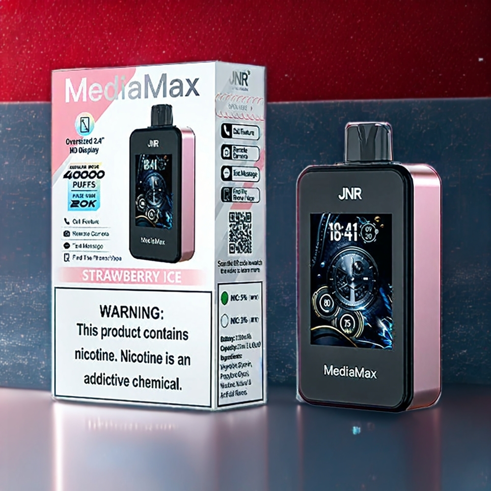 JNR MediaMax Belgique Grossiste 40000 Puffs 21mL Fraise Glacée Vape