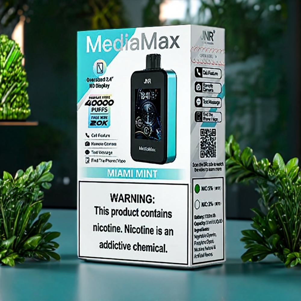 JNR MediaMax Belgique Grossiste 40000 Puffs 21mL Vape Menthe de Miami