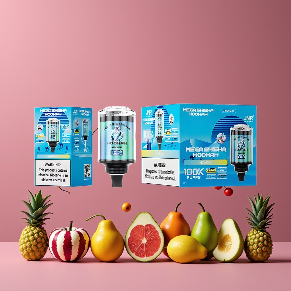 JNR Mega Shisha Hookah 100K 60ml 2200mAh Belgique Grossiste Compatibilité Bureau Hawaii