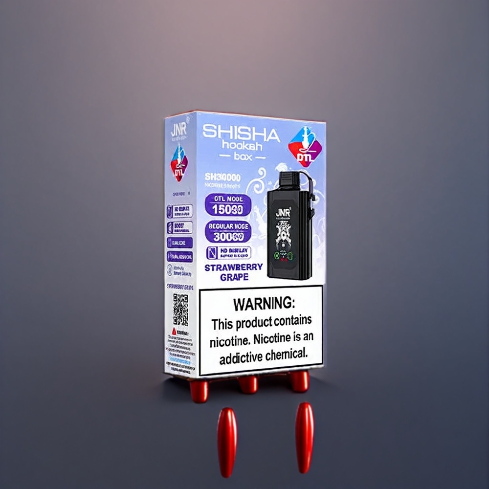 JNR Shisha Box 20500 Puffs Belgique Grossiste - 25ml  Type-C - Fraise Raisin