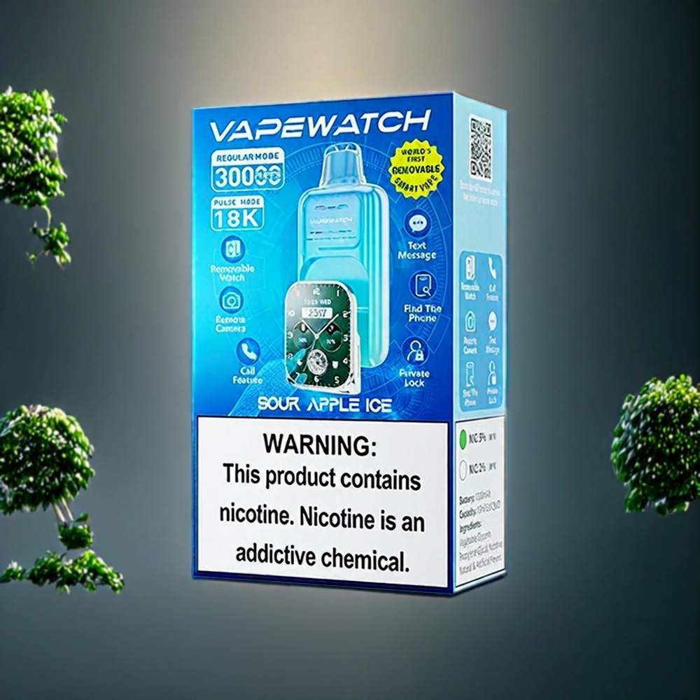 JNR Vape Watch 30000 Puffs Belgique Grossiste avec 1000mAh et 19mL Pomme Verte Glacée