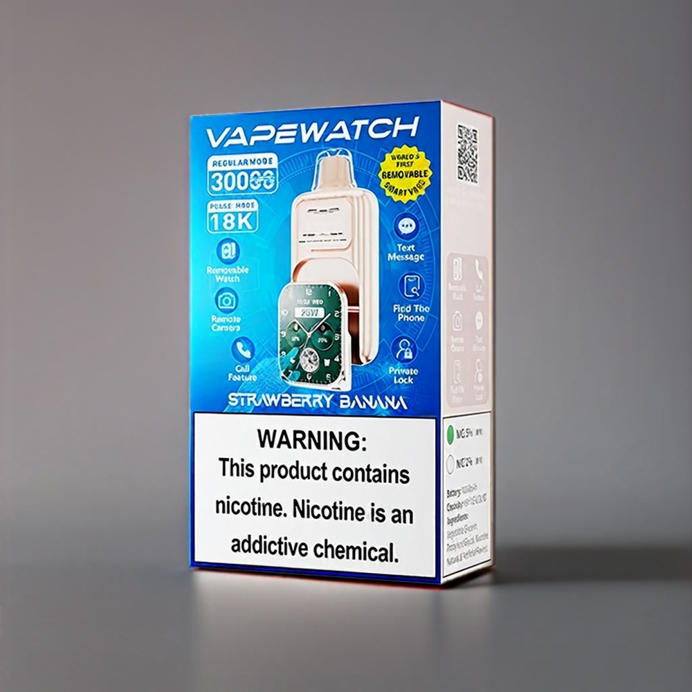 JNR Vape Watch Belgique Grossiste 30000 Puffs 1000mAh Type-C Quick Charge Fraise Banane