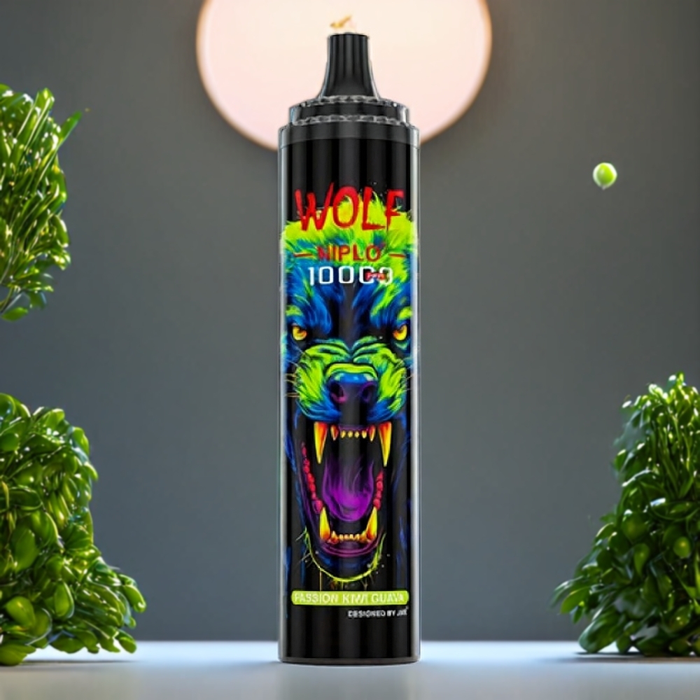 JNR Wolf 10000 Puffs Belgique Grossiste Passion Fruit Kiwi avec Mesh Coil 10 Ohm et 20ml E-liquide