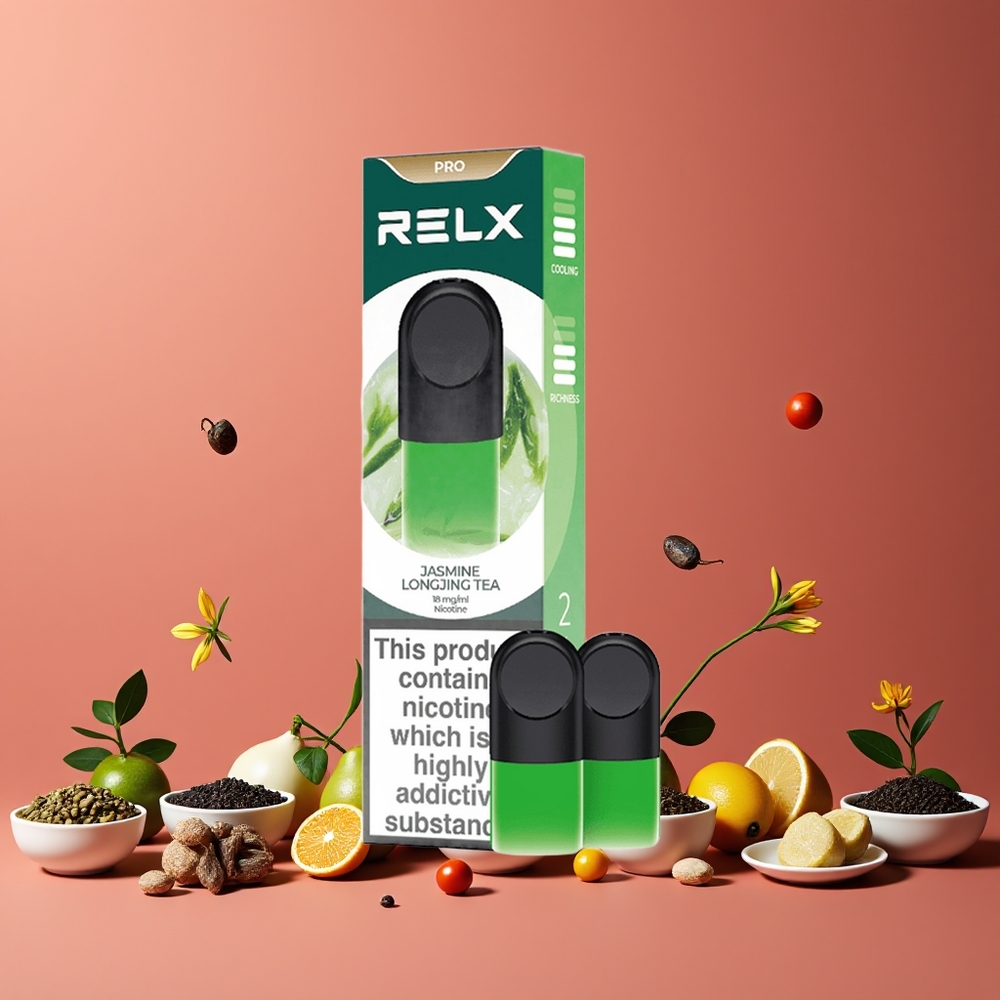 Jasmin Longjing Thé RELX Pod Pro 2 bouches Belgique Grossiste Grande Saveur et Expérience Ultra Douce