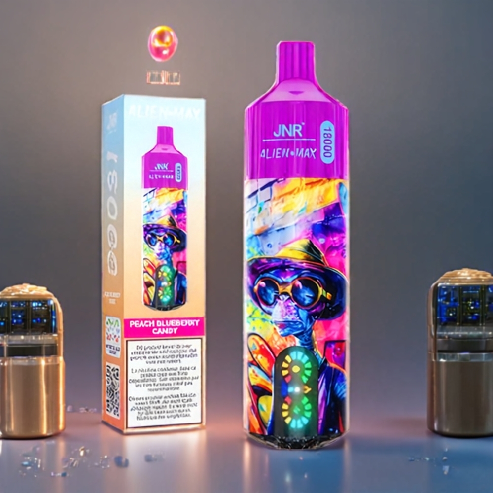 Jnr Alien Max 18000 Puffs Belgique Grossiste Écran LED Intelligent et Double Mesh Peach Blueberry Candy (Pêche Myrtille Bonbon)