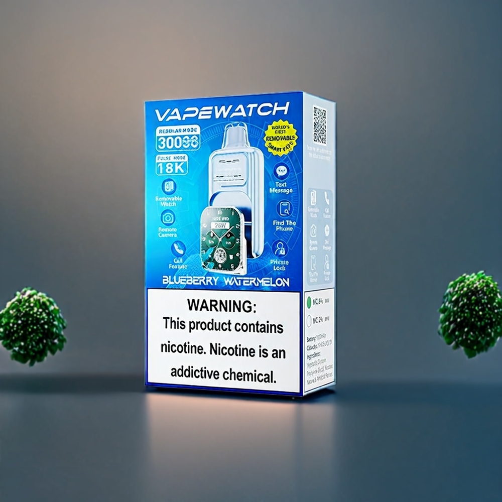 Jnr Vape Watch 30000 Puffs Belgique Grossiste 1000mAh Type-C Myrtille Pastèque