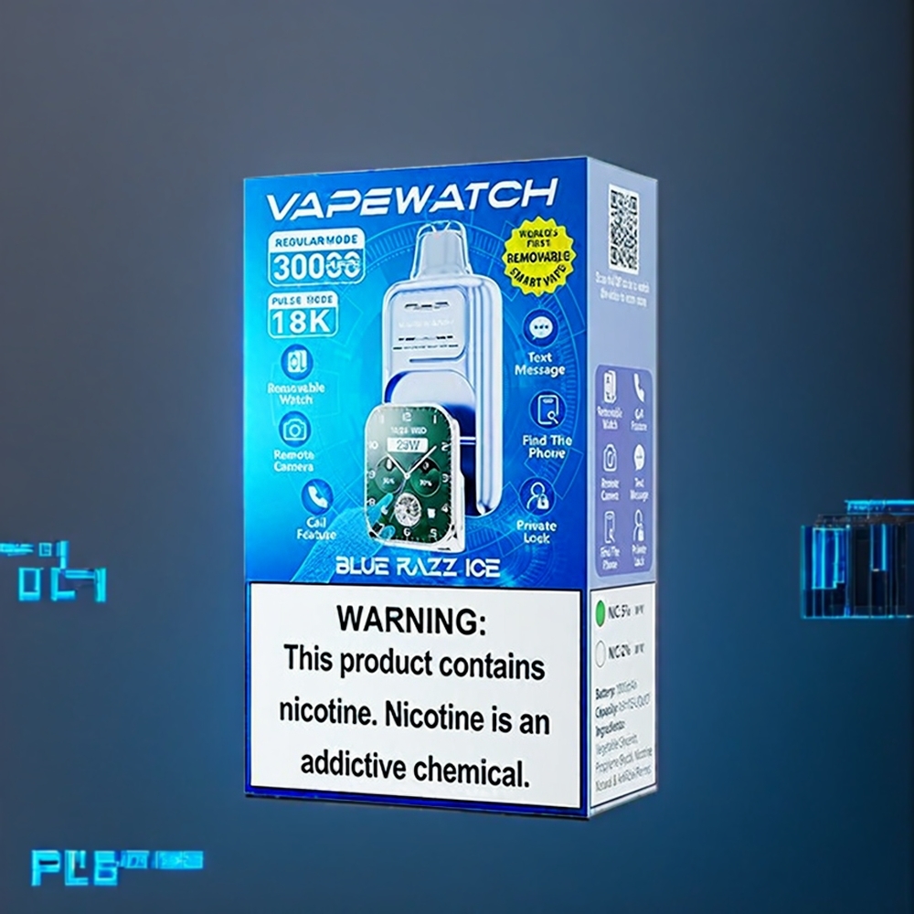 Jnr Vape Watch Belgique Grossiste 30 000 Bouffées 19mL Dual Mesh Coil Blue Razz Glace