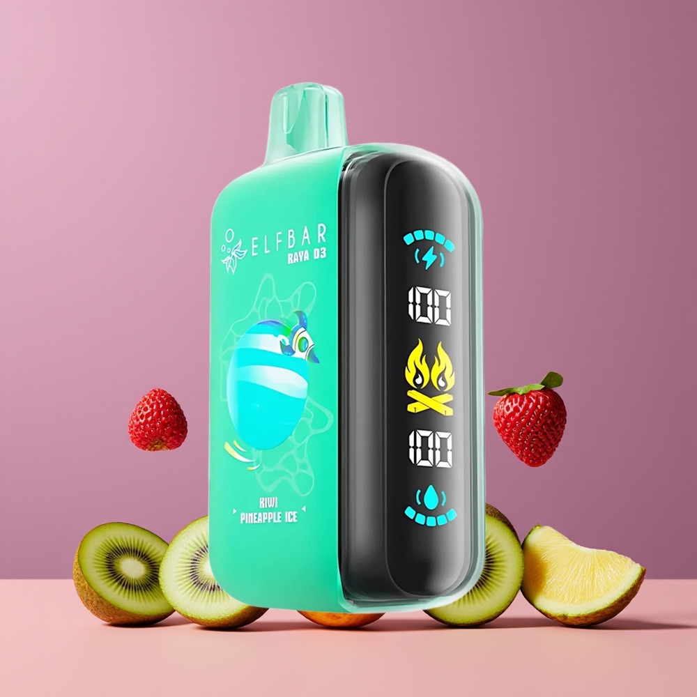 Kiwi Ananas Glace ELF BAR RAYA D3 25000 Puffs Belgique Grossiste 23ml Type-C