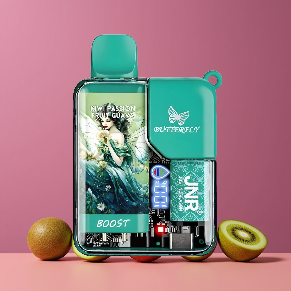 Kiwi Fruit de la Passion Goyave JNR Butterfly 8500 Puffs Belgique Grossiste 1200mAh 15ml