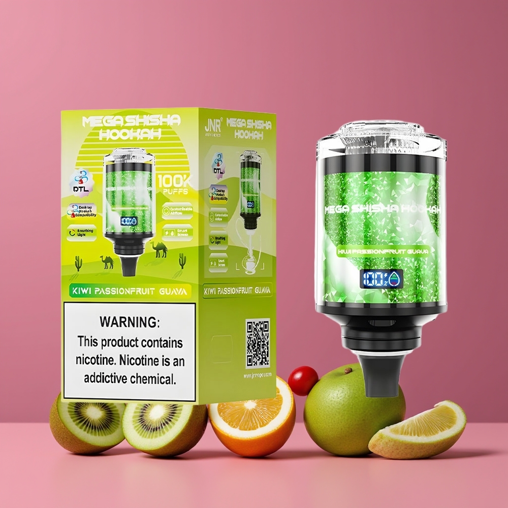 Kiwi Fruit de la Passion Goyave JNR Mega Shisha Hookah 100K 100000 Puffs Type-C Belgique Grossiste