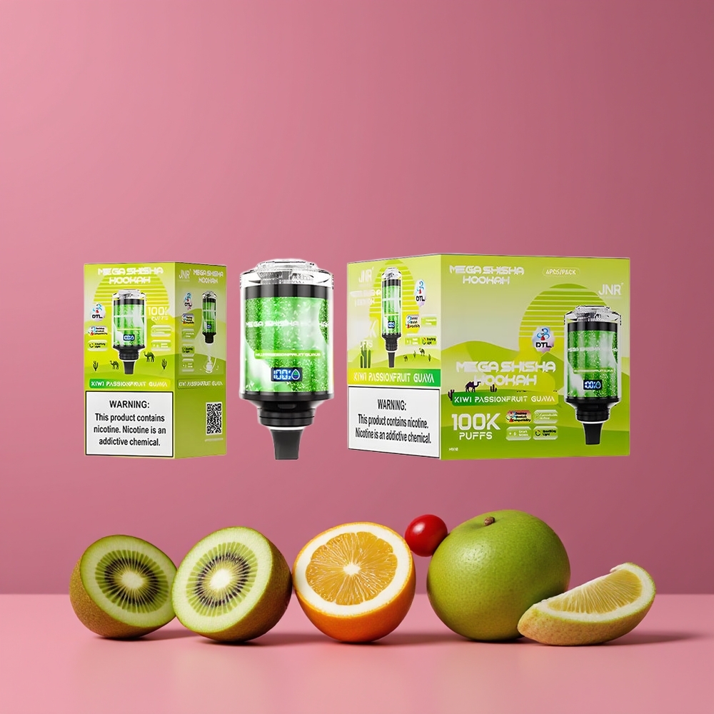 Kiwi Fruit de la Passion Goyave JNR Mega Shisha Hookah 100K 100000 Puffs Type-C Belgique Grossiste