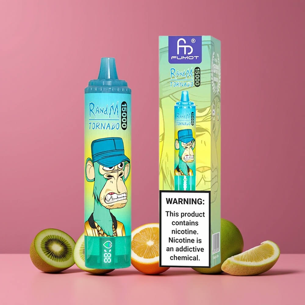Kiwi Fruit de la Passion Goyave RandM Fumot Tornado 15000 Puffs 25ml Belgique Grossiste USB Type-C