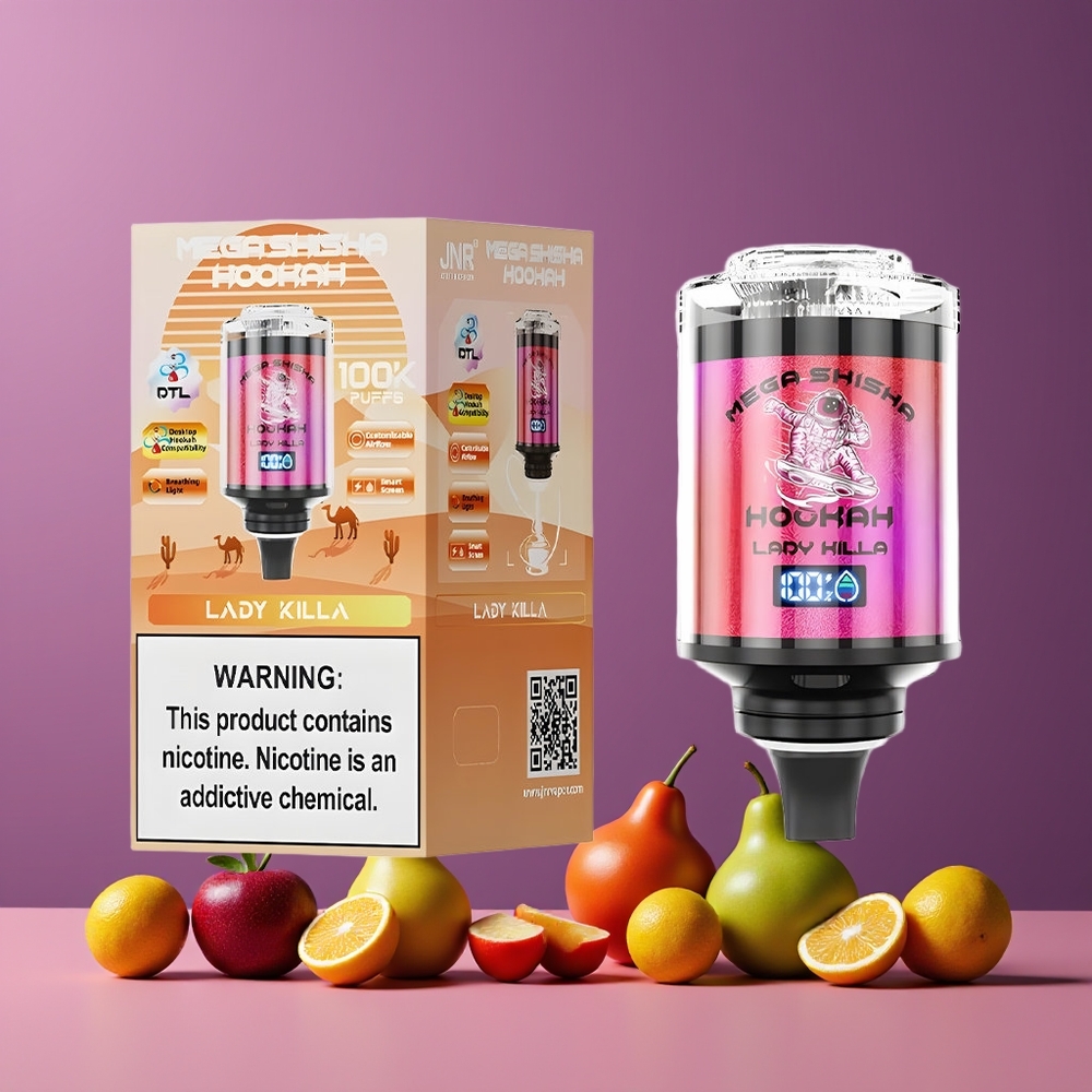 Lady Killa JNR Mega Shisha Hookah 100K Compatibilité Bureau 2200mAh Belgique Grossiste 2 Nicotine