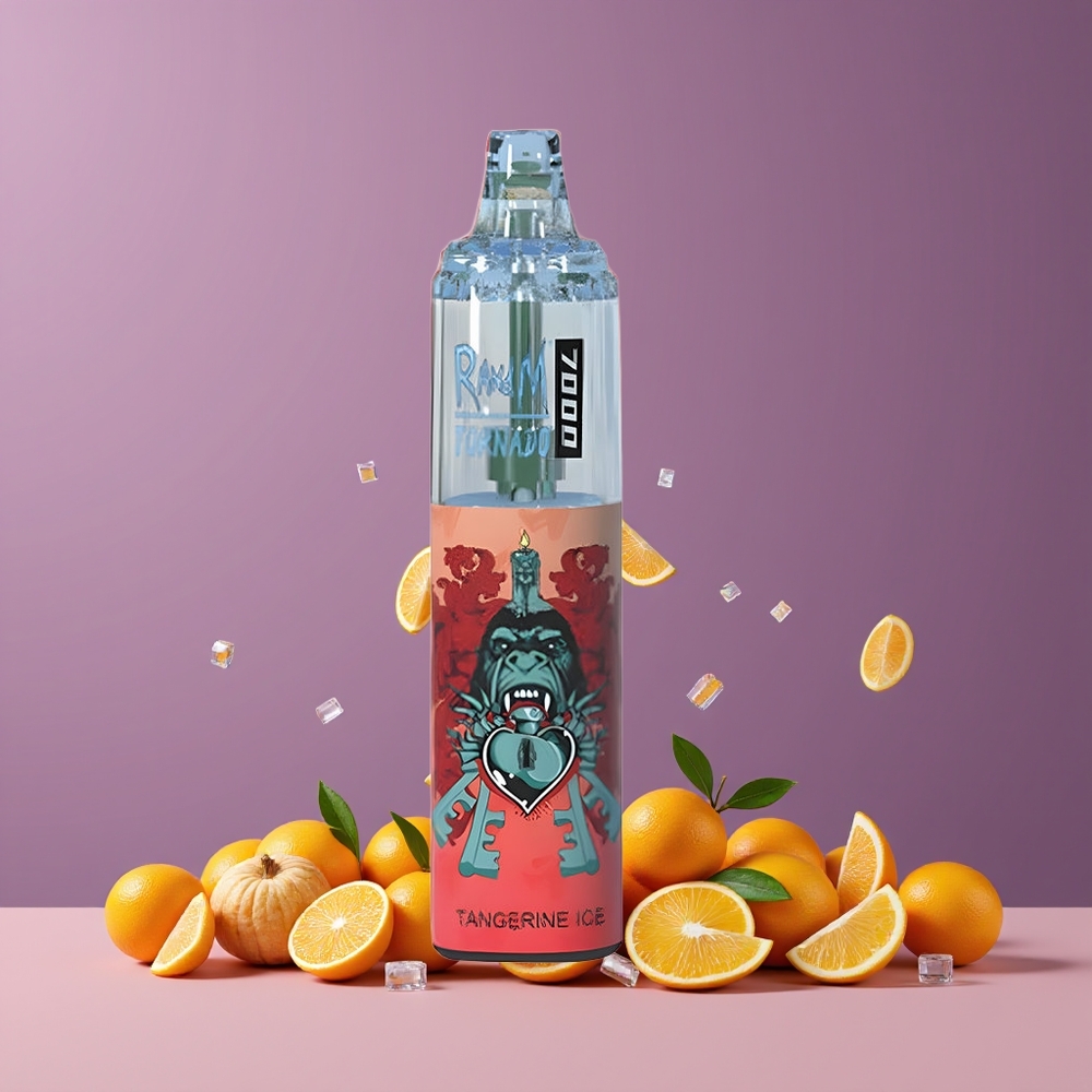 Mandarine Glace RandM Fumot Tornado 7000 Puffs 14ML Belgique Grossiste Mesh Coil Air-Adjustable