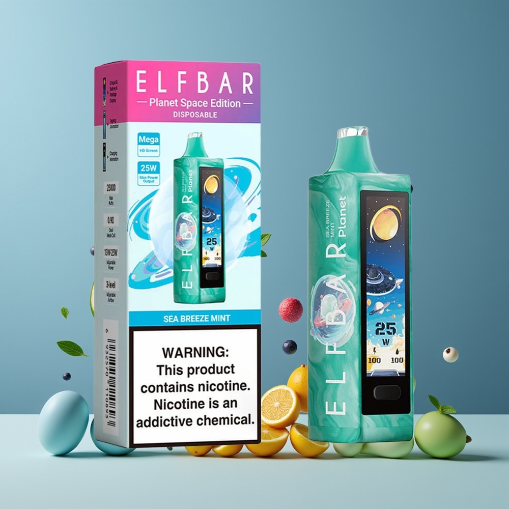 Menthe Brise Marine ELF BAR Planet 25000 Puffs Belgique Grossiste 18ml Mesh