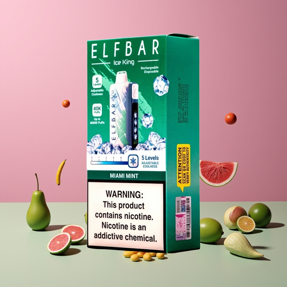 Menthe Miami ELF BAR Ice King 40000 Puffs Belgique Grossiste 20ml 5 Nicotine