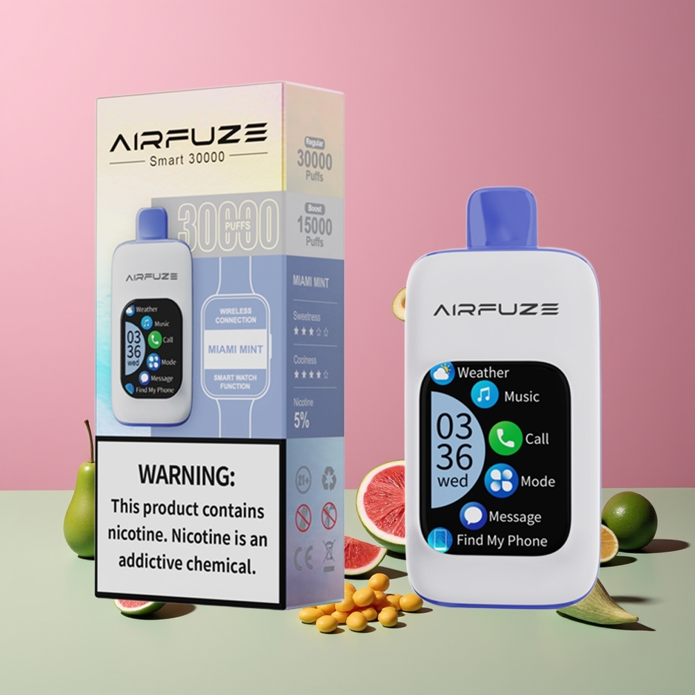 Menthe de Miami AirFuze Smart 30000 Puffs Belgique Grossiste TFT Tactile 900mAh