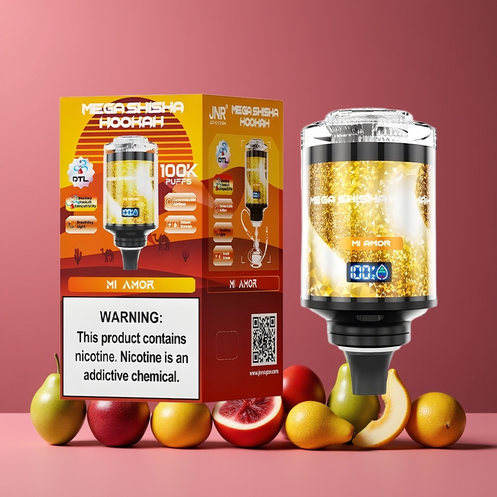 Mi Amor JNR Mega Shisha Hookah 100K Compatibilité Bureau 2200mAh Belgique Grossiste Écran Intelligent