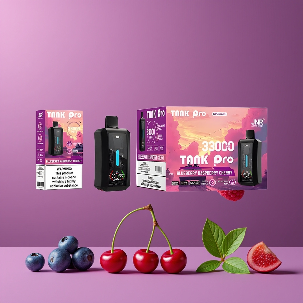 Myrtille Framboise Cerise JNR Tank Pro 33000 Puffs 28ml Belgique Grossiste Dual Mesh Coil