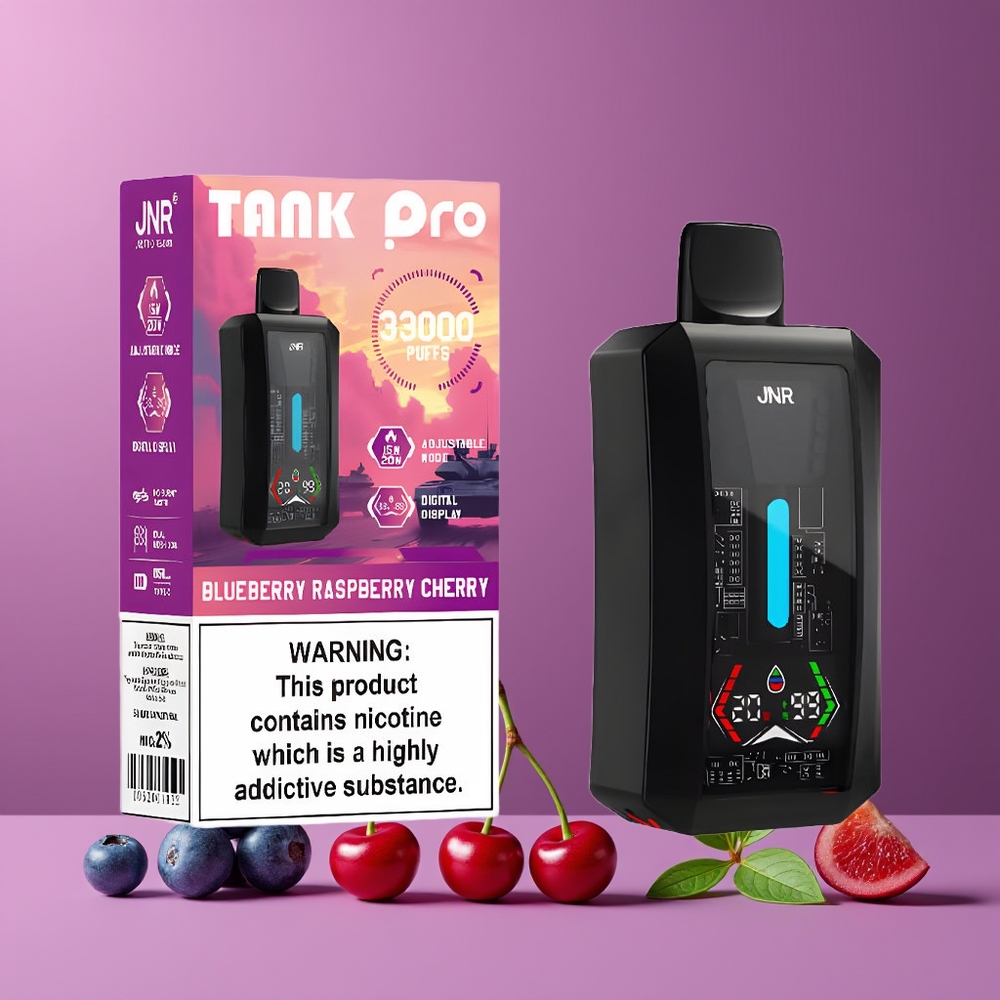 Myrtille Framboise Cerise JNR Tank Pro 33000 Puffs 28ml Belgique Grossiste Dual Mesh Coil