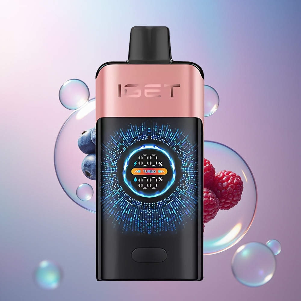 Myrtille Framboise IGET ONE 12000 Puffs Belgique Grossiste 2700 mAh Large Curved Color Screen