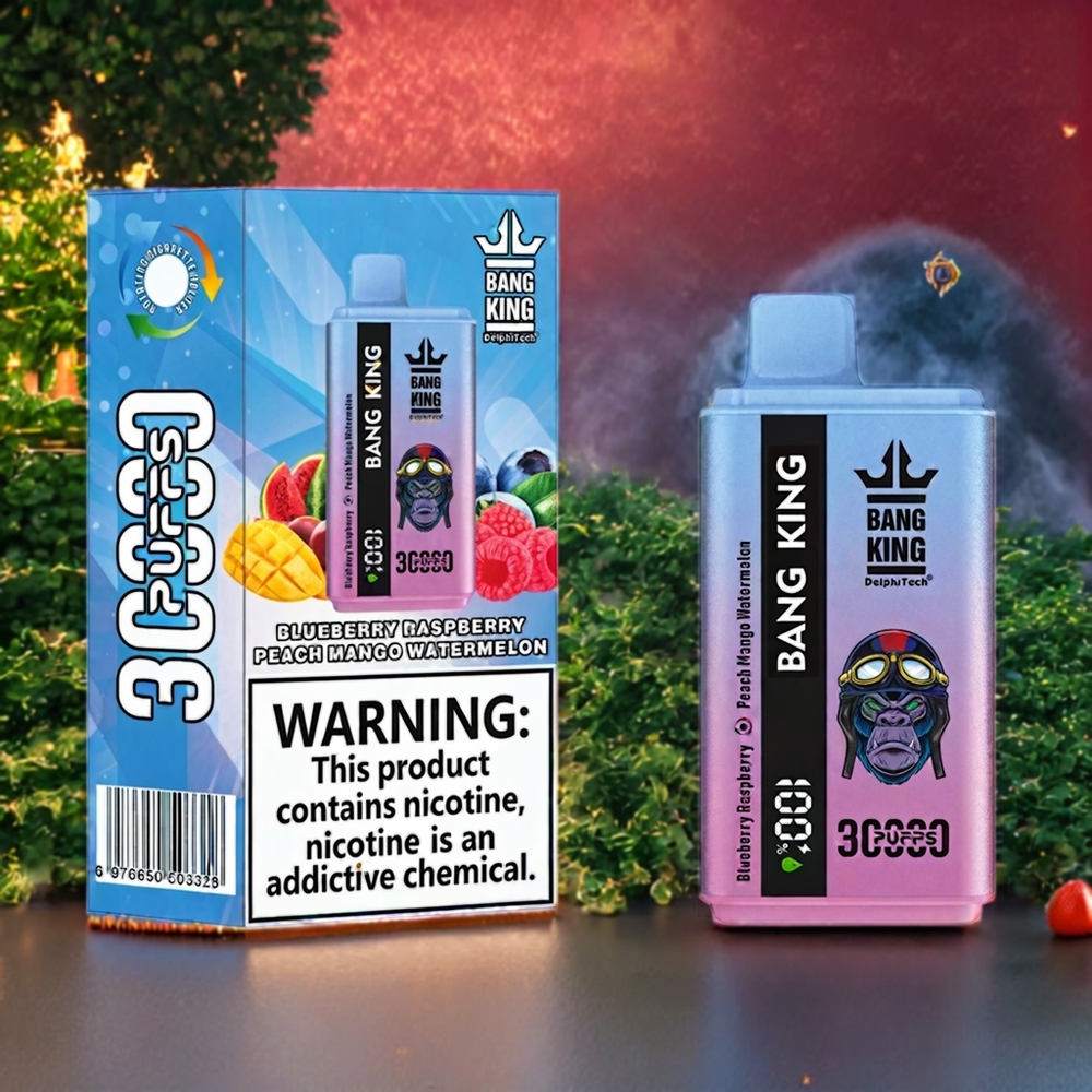 Myrtille Framboise Pêche Mangue Pastèque Bang King 30000 Puffs 36ml Belgique Grossiste Dual Coil Type-C