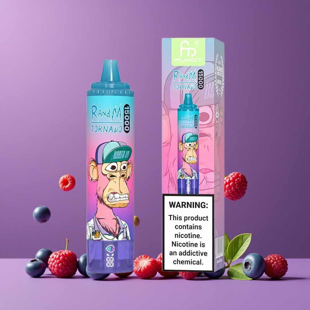 Myrtille Framboise RandM Fumot Tornado 15000 Puffs 850mAh Belgique Grossiste LCD