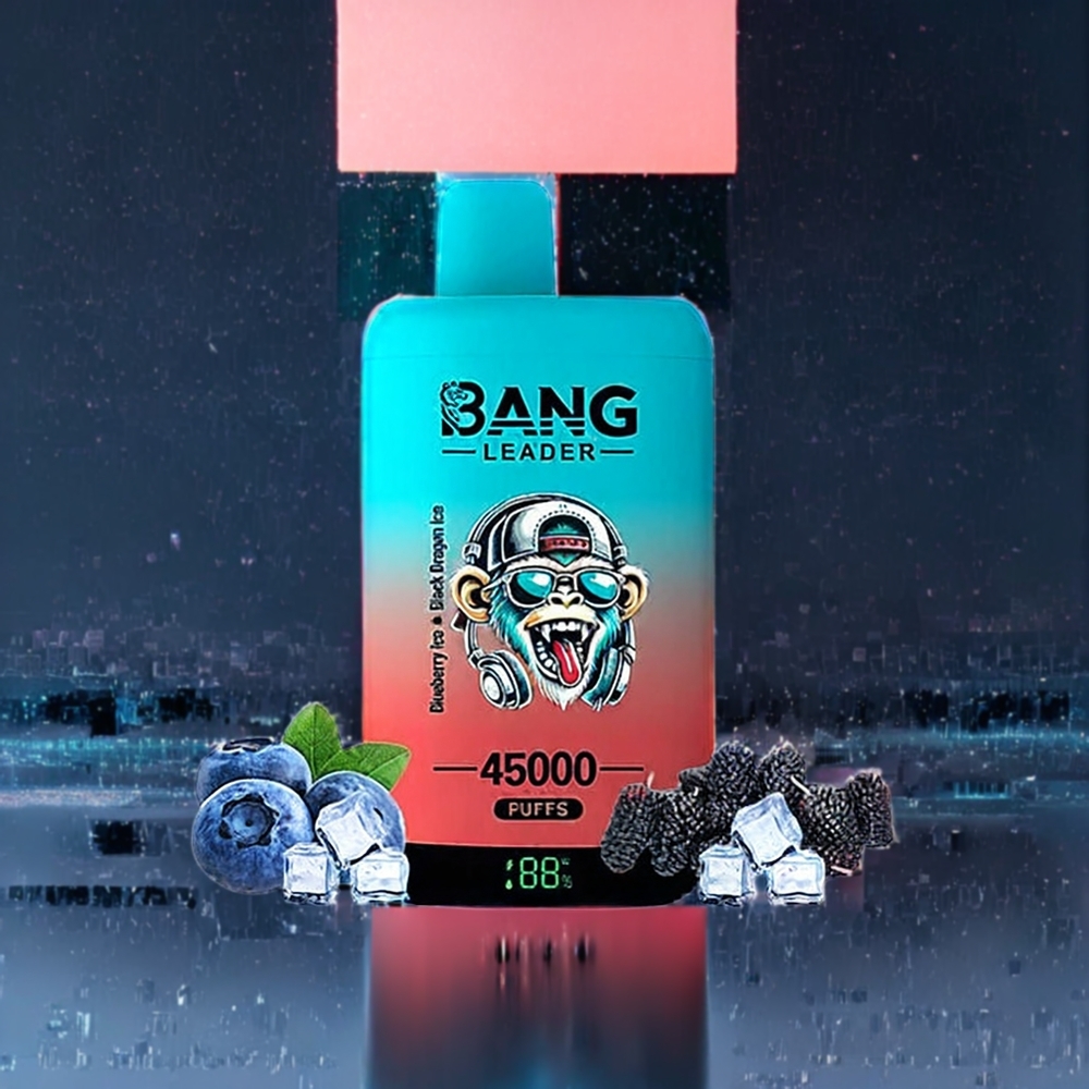 Myrtille Glace  Dragon Noir Glace Bang Leader 45000 Puffs Belgique Grossiste 0 Nicotine Écran Intelligent