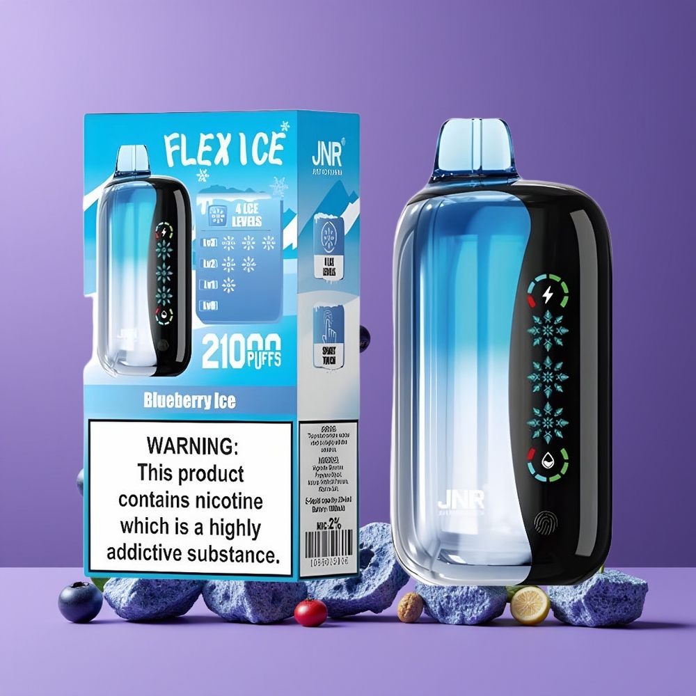 Myrtille Glacé JNR Flex Ice 21000 Puffs Belgique Grossiste Airflow Réglable et 26ml E-liquide