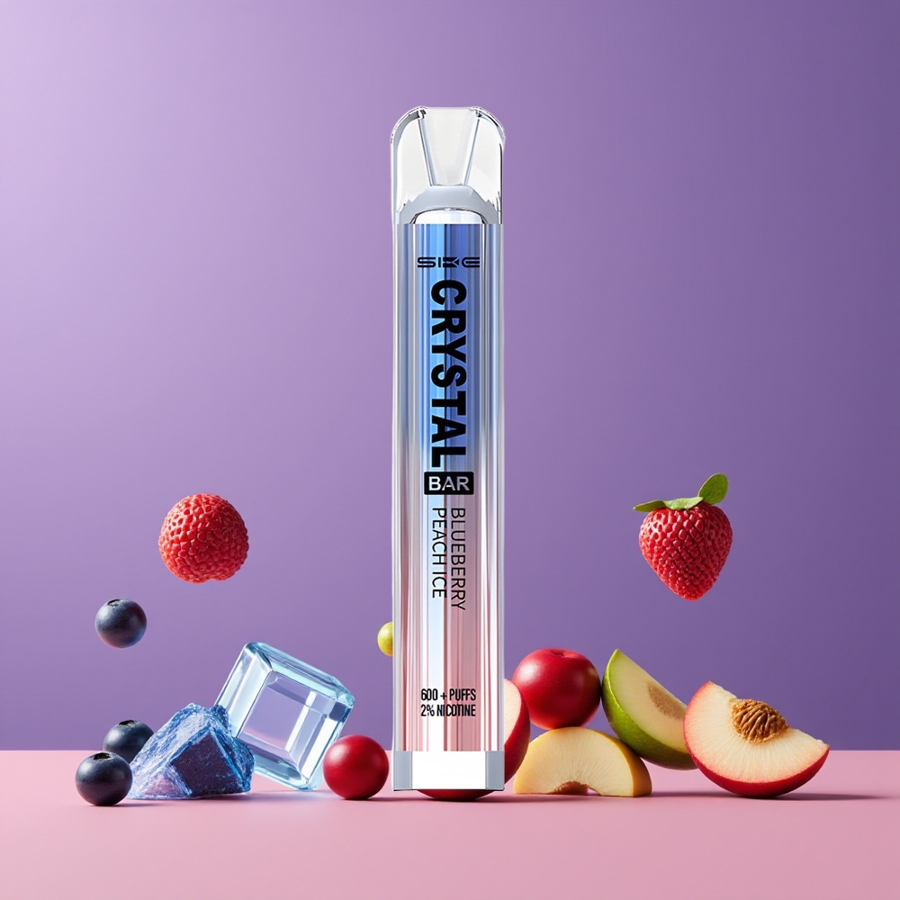 Myrtille Pêche Glacée SKE Crystal Bar 600 Puffs Belgique Grossiste 2 500mAh