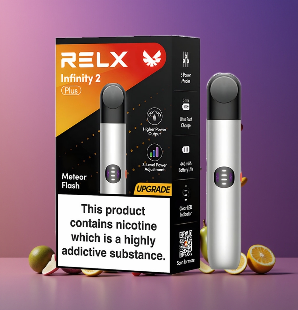 Météore RELX Infinity 2 Plus 600 Puffs Belgique Grossiste 65W-10W Type-C