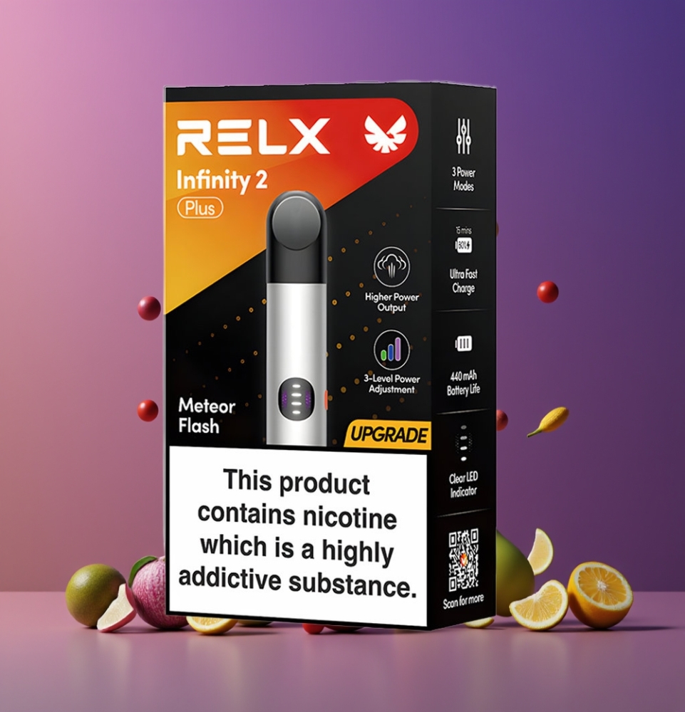 Météore RELX Infinity 2 Plus 600 Puffs Belgique Grossiste 65W-10W Type-C