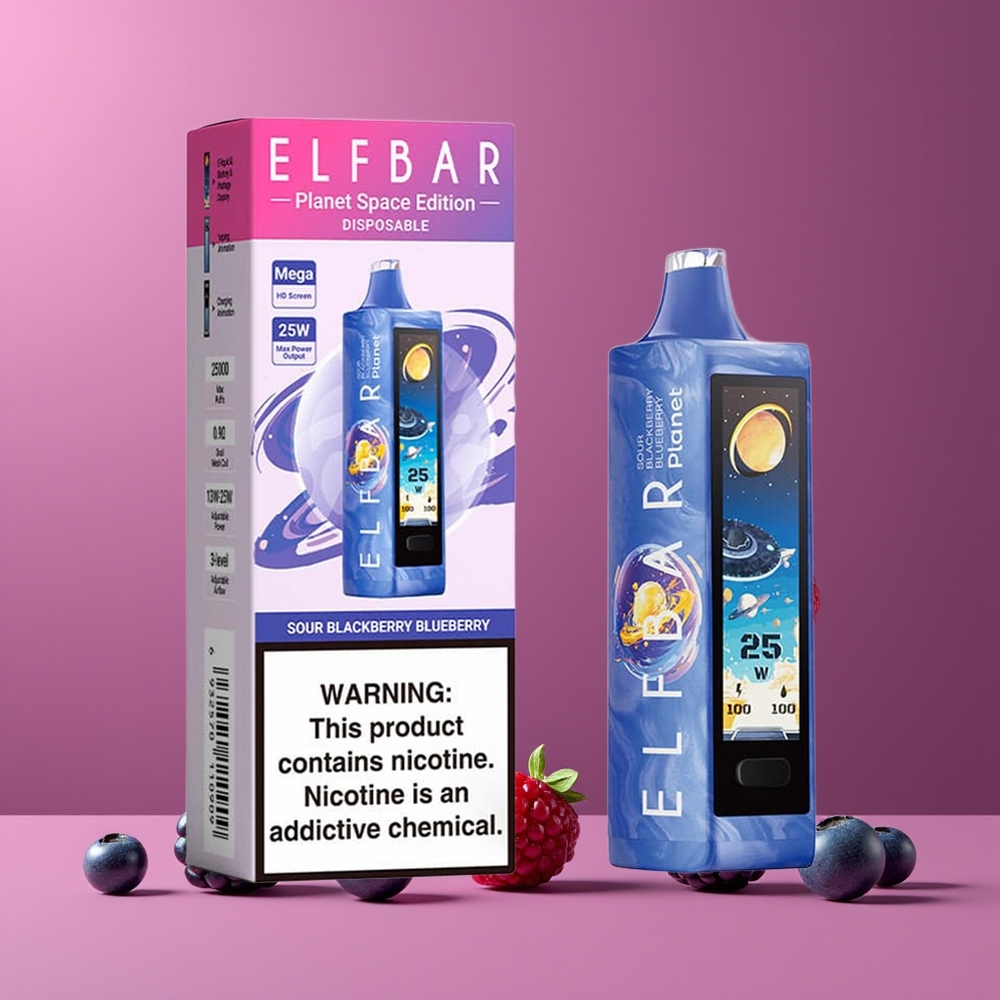 Mûre Aigre-Myrtille ELF BAR Planet 25 000 Puffs Belgique Grossiste 18ml Mesh