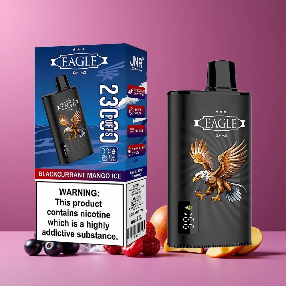 Noir Cassis Mangue Glacé JNR Eagle Smart 23000 Puffs Belgique Grossiste 25ml 2 Nicotine