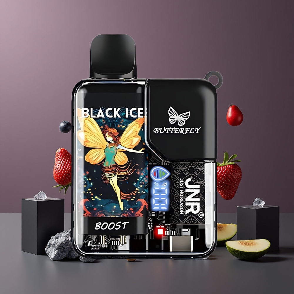Noir Glace JNR BlackGolden 800 Butterfly 15ml Belgique Grossiste 10ohm Mesh Coil