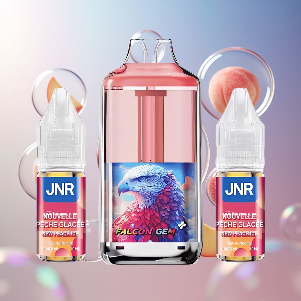 Nouvelle Pêche Glacée JNR Falcon GEM⁺ 30000 Puffs Belgique Grossiste Réservoir Visible et Double Mesh Coil