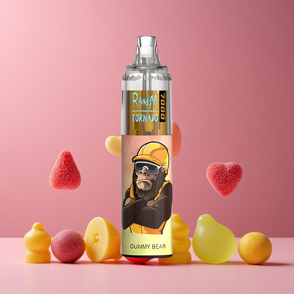 Ours Gummy Bear RandM Fumot Tornado 7000 Puffs Belgique Grossiste 14ML E-Liquid Mesh Coil