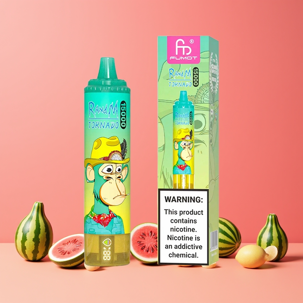 Pastèque Glacée RandM Fumot Tornado 15000 Puffs 25ml Belgique Grossiste Mesh Coil Type-C