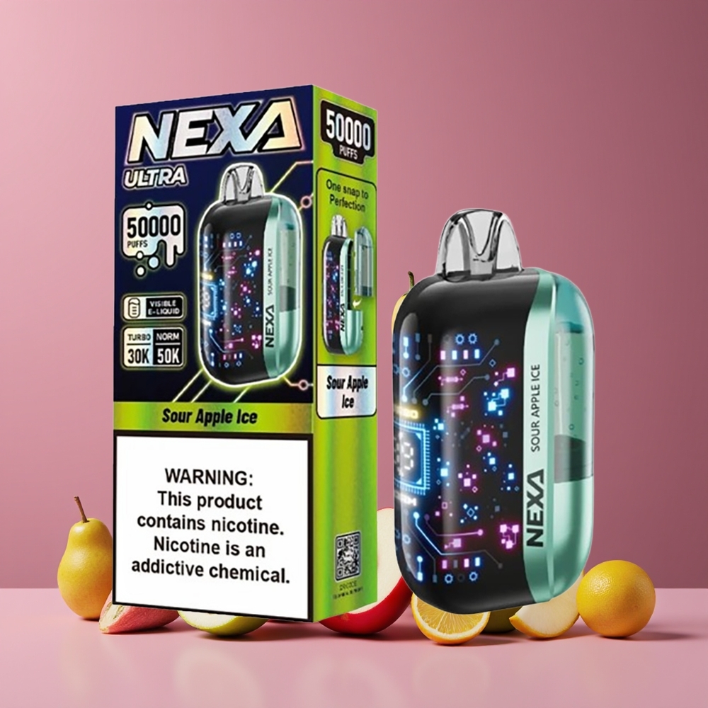 Pomme Acidulée Glacée NEXA Ultra 50000 Puffs Belgique Grossiste 20ml 5 Nicotine