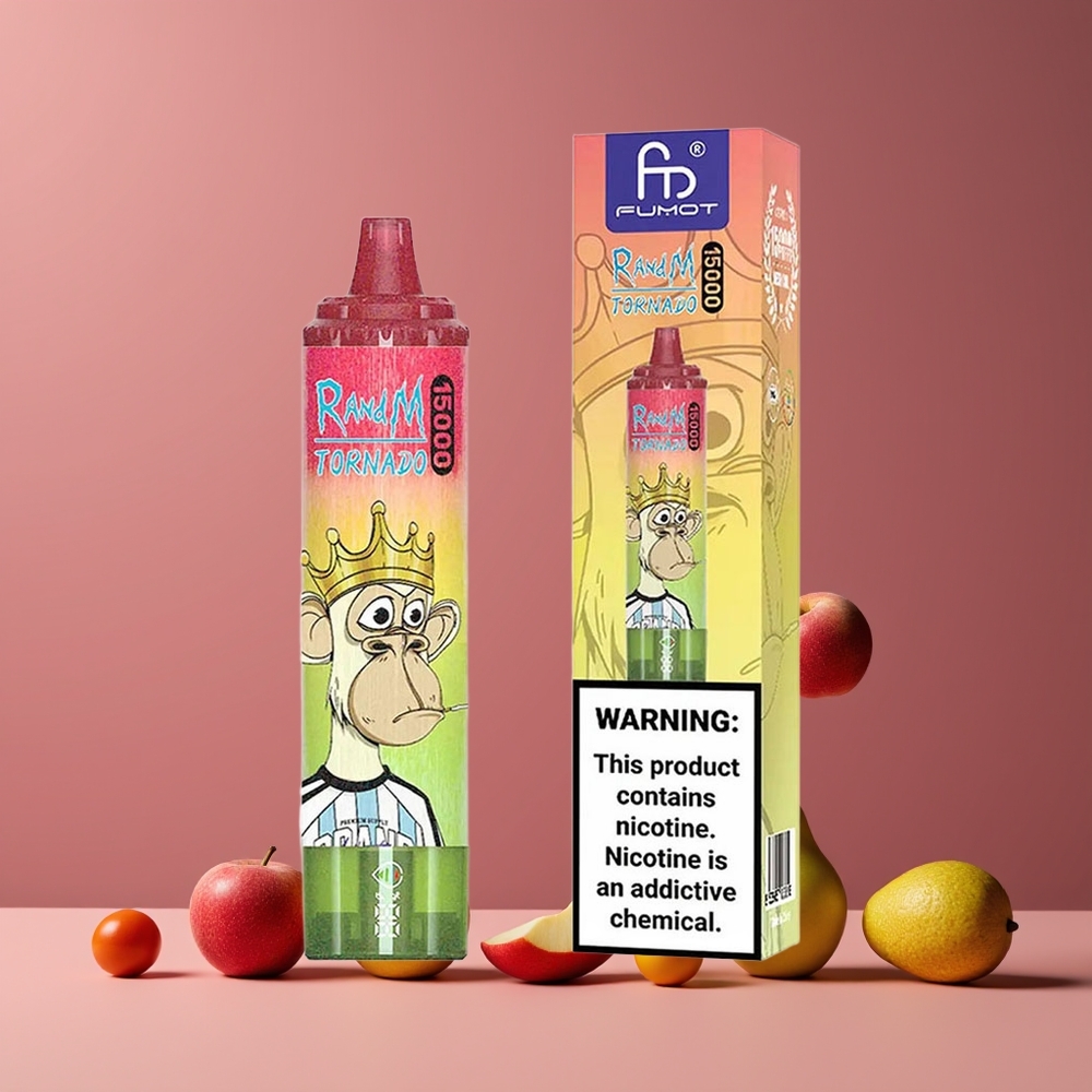 Pomme Pêche Poire RandM Fumot Tornado 15000 Puffs 25ml Belgique Grossiste Mesh Coil USB-C